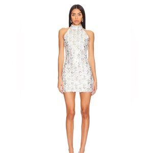 Amanda Uprichard: Cleora Mini Dress in Silver Size Small